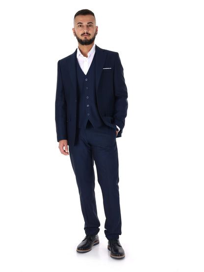 FB abito elegante da uomo blu con gilet per uso civile