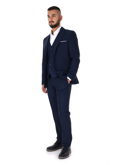 FB abito elegante da uomo blu con gilet per uso civile