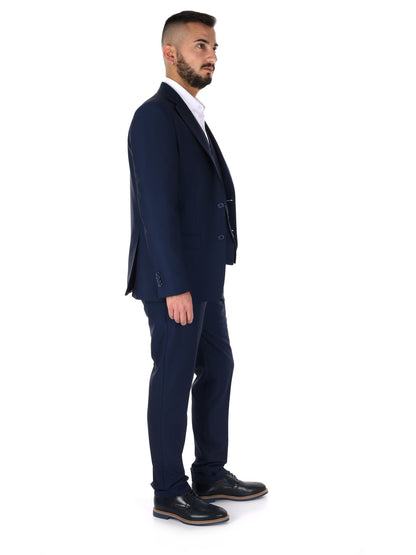FB abito elegante da uomo blu con gilet per uso civile