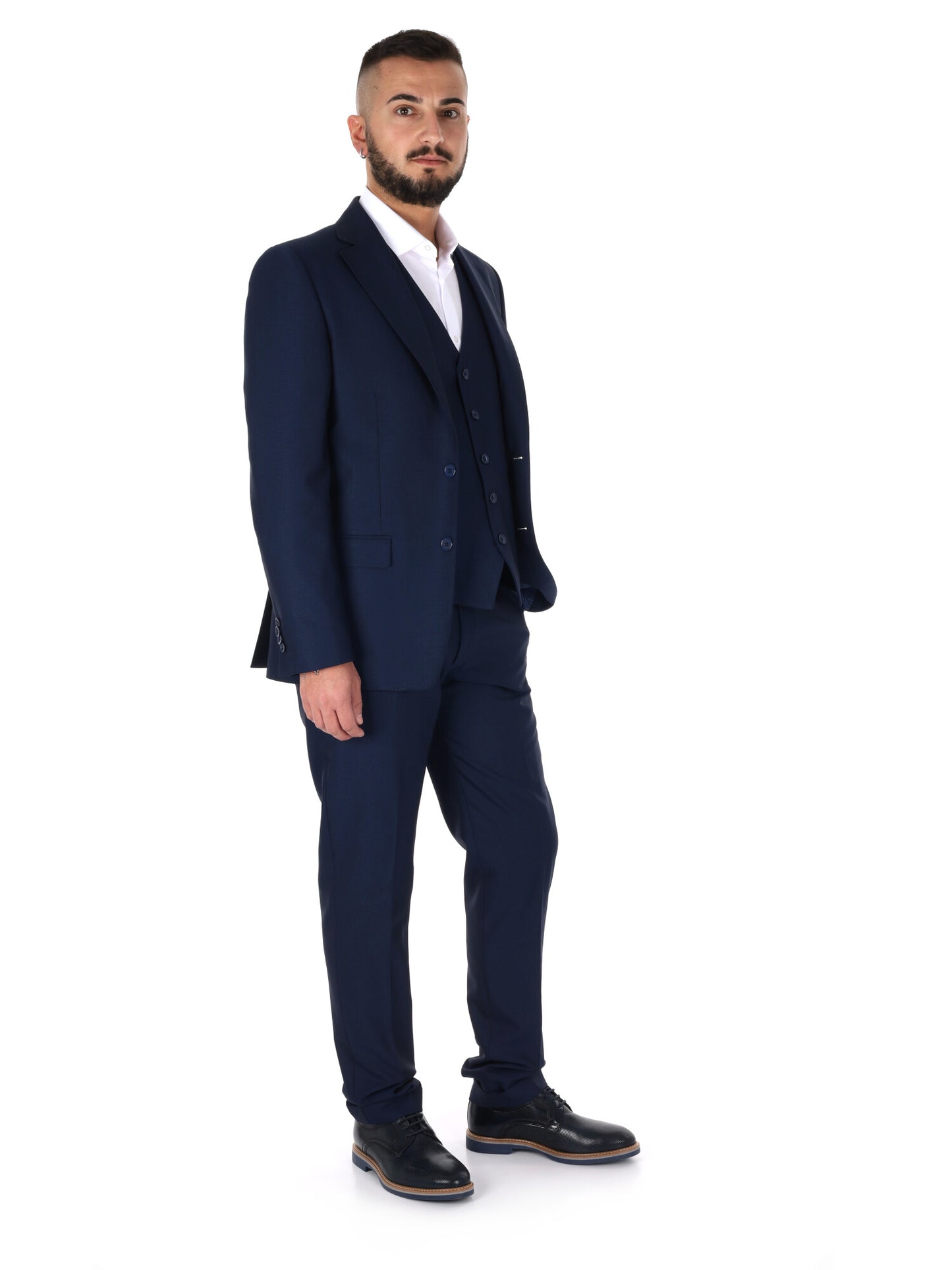 FB abito elegante da uomo blu con gilet per uso civile