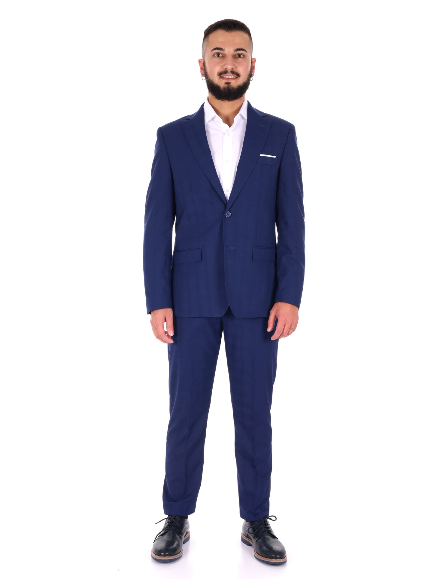 Abito da uomo FB blu elegante con motivo a quadri per la primavera-estate
