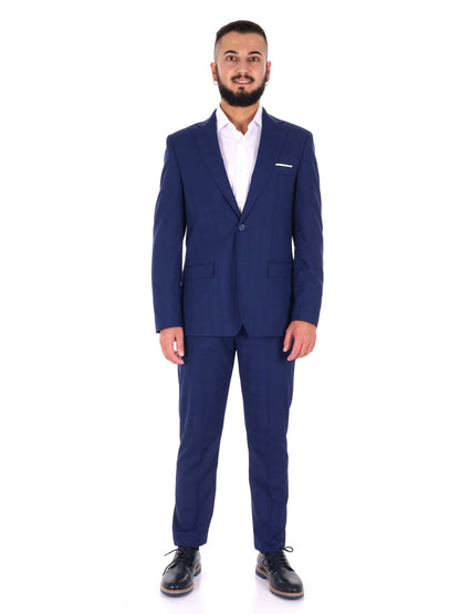 Abito da uomo FB blu elegante con motivo a quadri per la primavera-estate