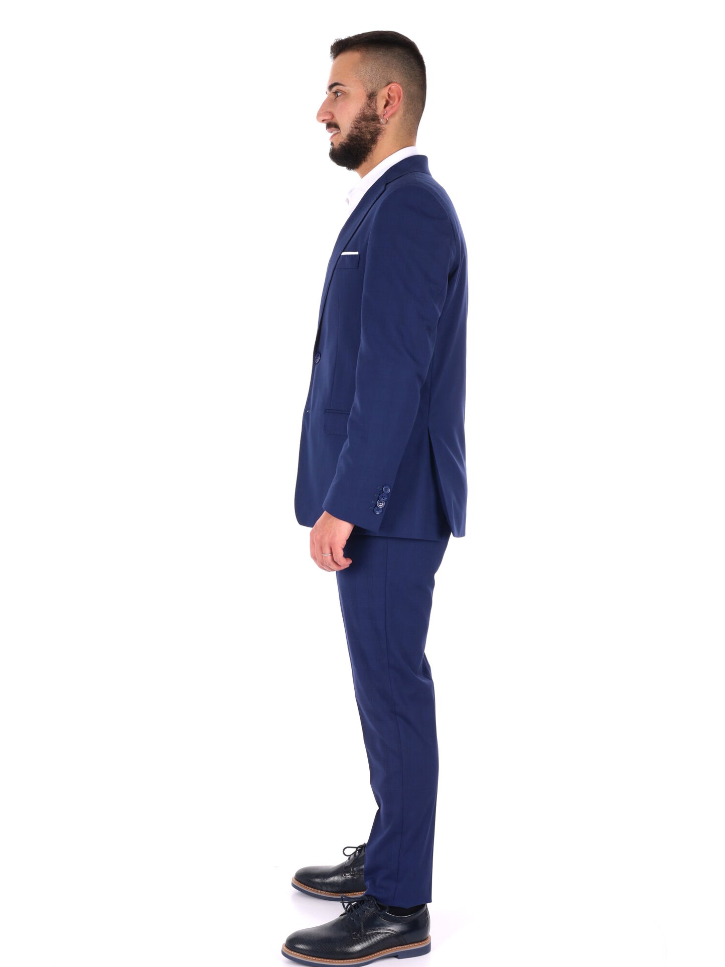 Abito da uomo FB blu elegante con motivo a quadri per la primavera-estate