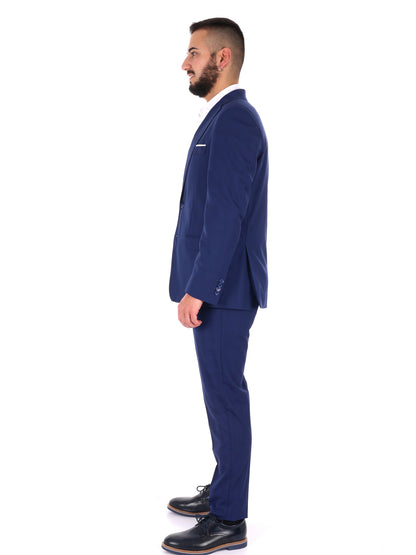 Abito da uomo FB blu elegante con motivo a quadri per la primavera-estate