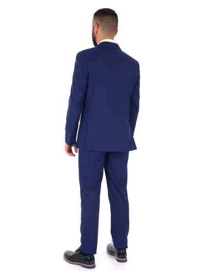 Abito da uomo FB blu elegante con motivo a quadri per la primavera-estate