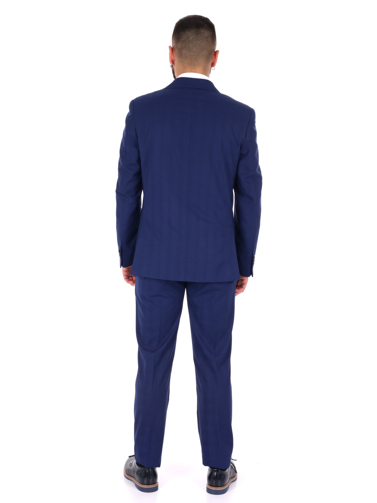 Abito da uomo FB blu elegante con motivo a quadri per la primavera-estate