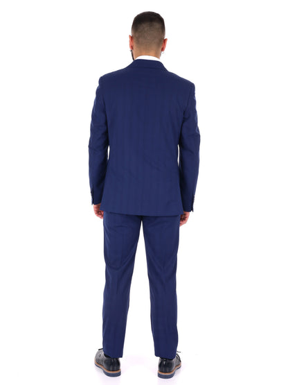 Abito da uomo FB blu elegante con motivo a quadri per la primavera-estate