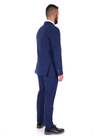Abito da uomo FB blu elegante con motivo a quadri per la primavera-estate