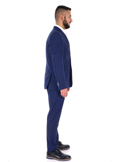 Abito da uomo FB blu elegante con motivo a quadri per la primavera-estate
