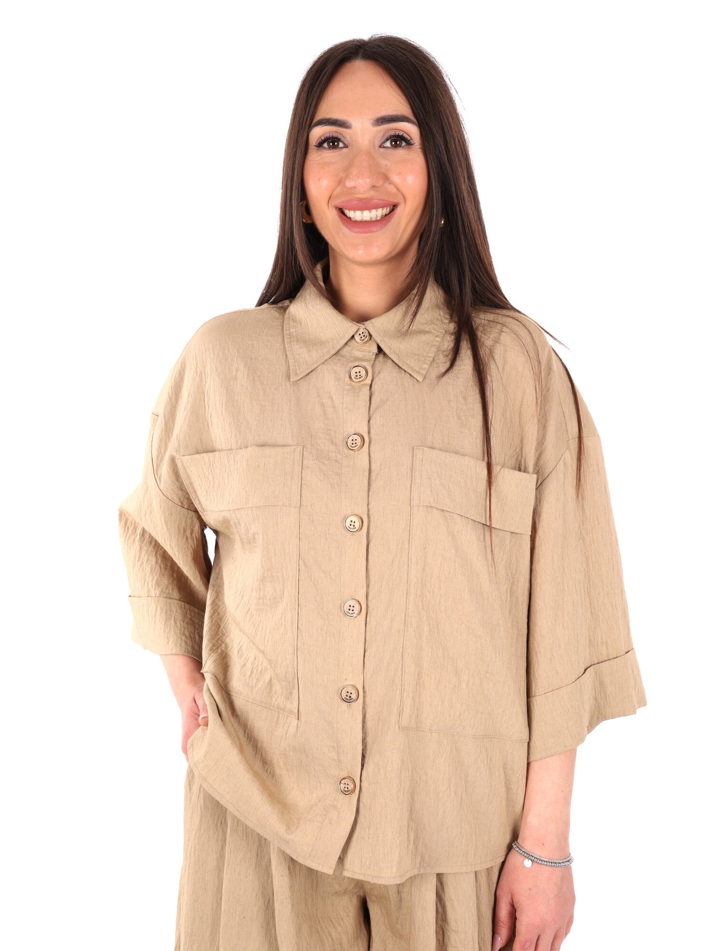 Camicia donna Yes-Zee in colore fango perfetta per la primavera