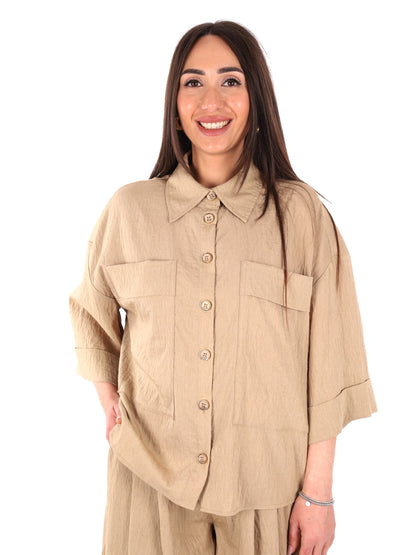 Camicia donna Yes-Zee in colore fango perfetta per la primavera