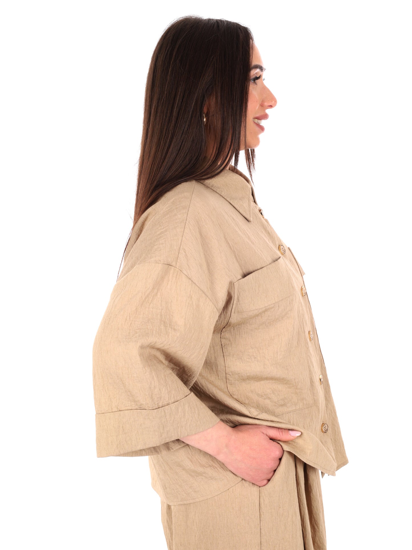 Camicia donna Yes-Zee in colore fango perfetta per la primavera