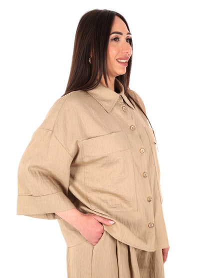 Camicia donna Yes-Zee in colore fango perfetta per la primavera