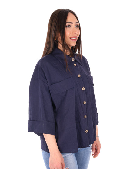Camicia Yes-Zee donna in blu per primavera-estate