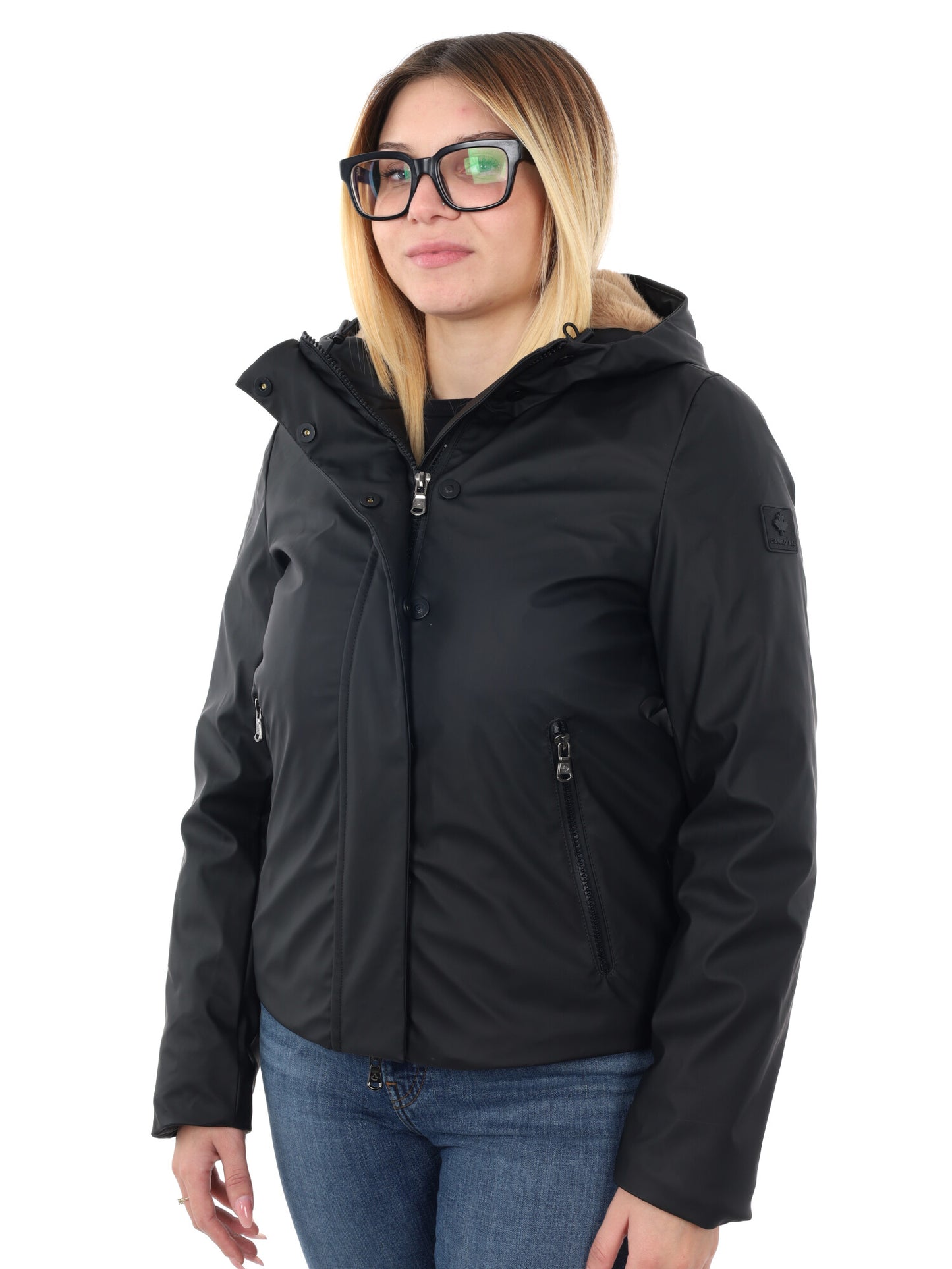 GIUBBINO RANCREDIA CON CAPPUCCIO CANADIAN DA DONNA NERO