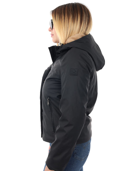 GIUBBINO RANCREDIA CON CAPPUCCIO CANADIAN DA DONNA NERO