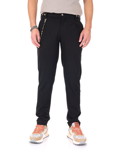 Pantalone elegante FB Galileo Catena nero da uomo