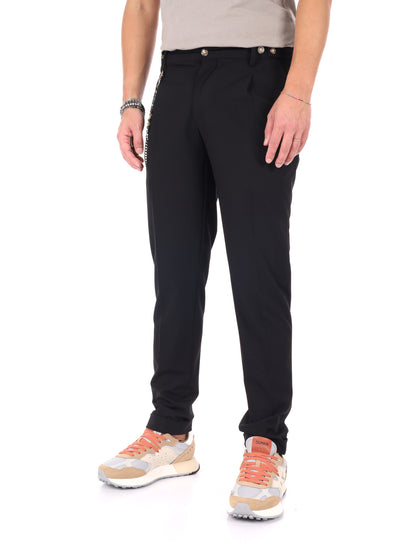 Pantalone elegante FB Galileo Catena nero da uomo
