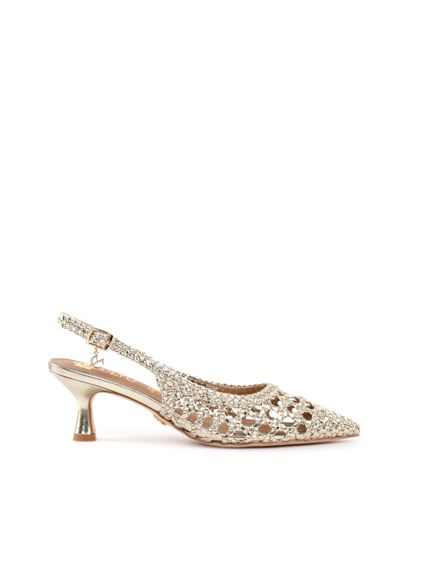 Décolleté slingback intrecciate oro eleganti da donna Clyo'