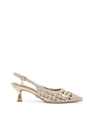 Décolleté slingback intrecciate oro eleganti da donna Clyo'