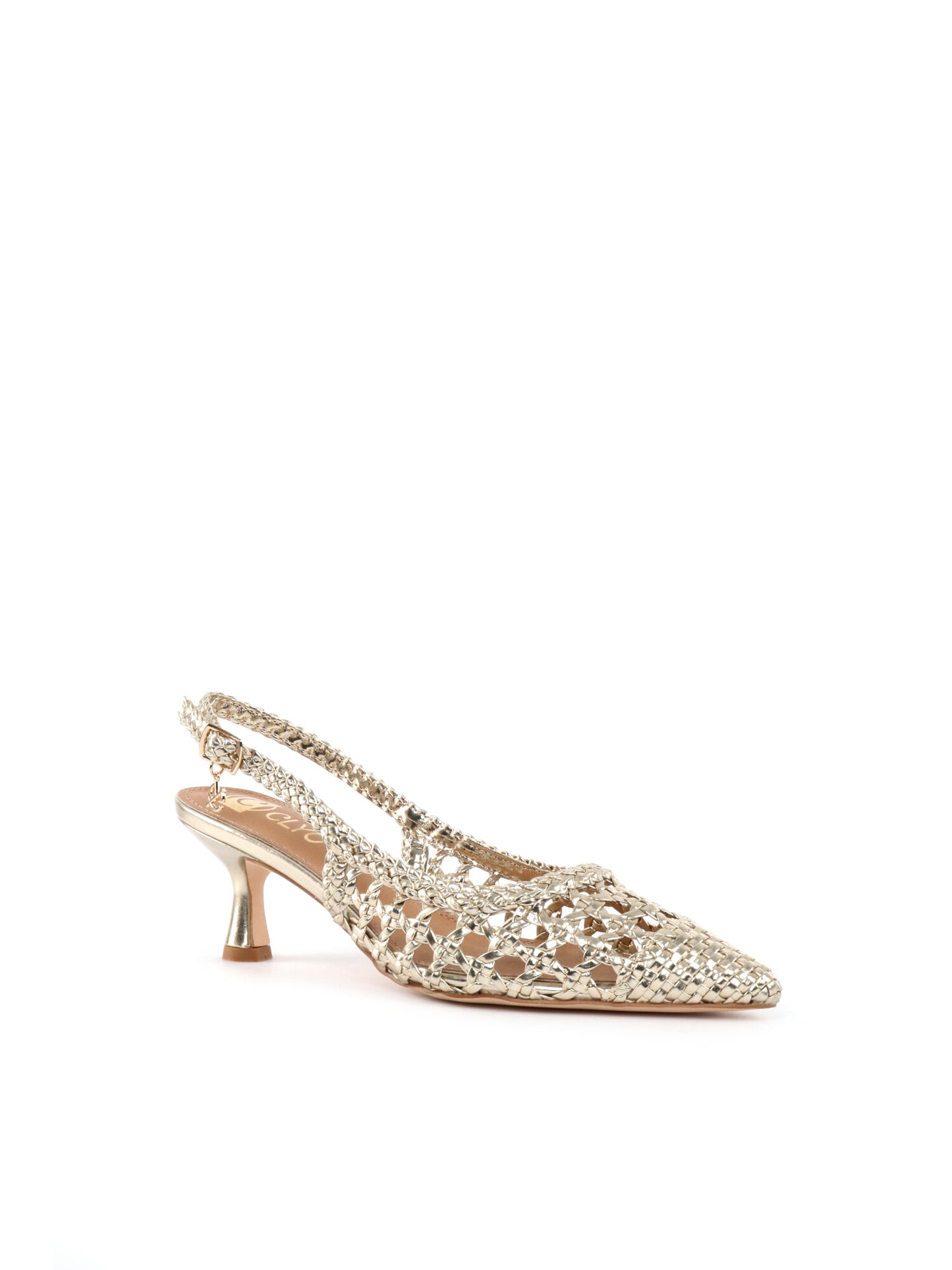 Décolleté slingback intrecciate oro eleganti da donna Clyo'