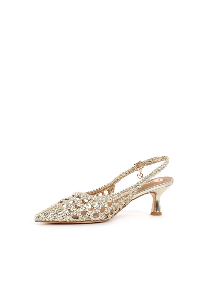 Décolleté slingback intrecciate oro eleganti da donna Clyo'