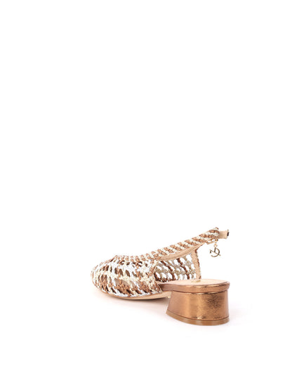 Décolleté intrecciate oro da donna Clyo' con tacco medio elegante