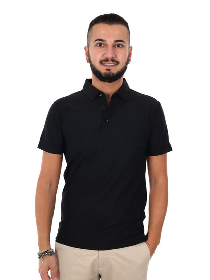 Polo Gianni Lupo da uomo nera in tessuto leggero