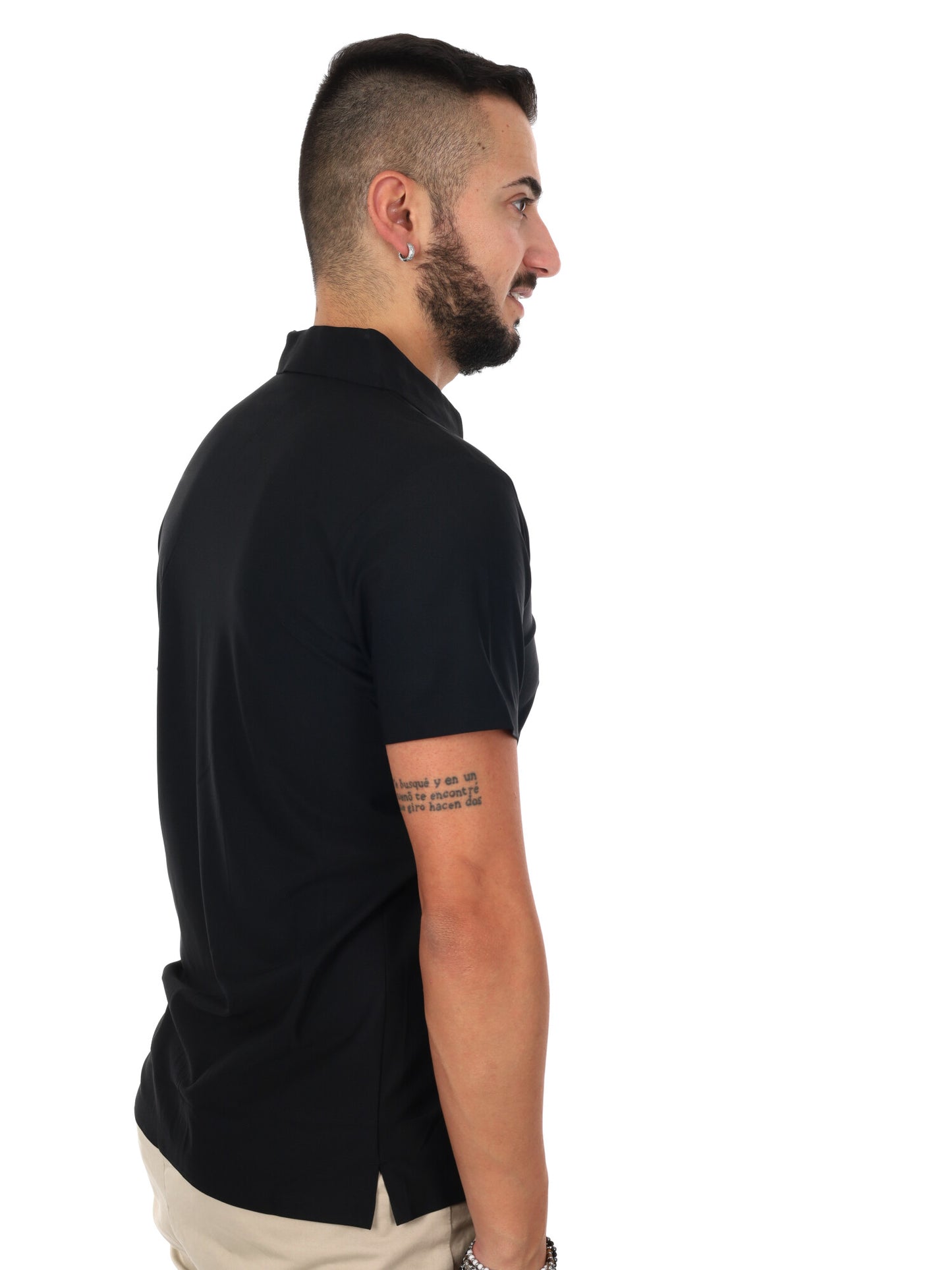 Polo Gianni Lupo da uomo nera in tessuto leggero