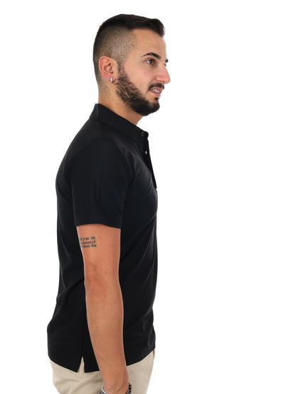 Polo Gianni Lupo da uomo nera in tessuto leggero