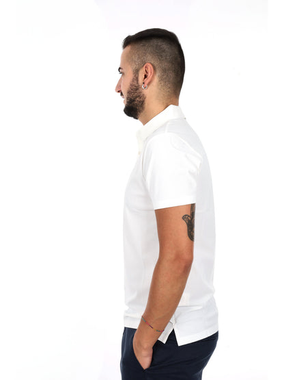 Polo da uomo Gianni Lupo bianca athleisure in tessuto stretch