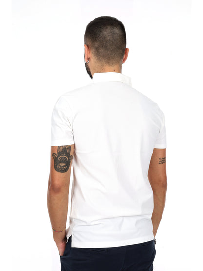 Polo da uomo Gianni Lupo bianca athleisure in tessuto stretch