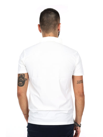 Polo da uomo Gianni Lupo bianca athleisure in tessuto stretch