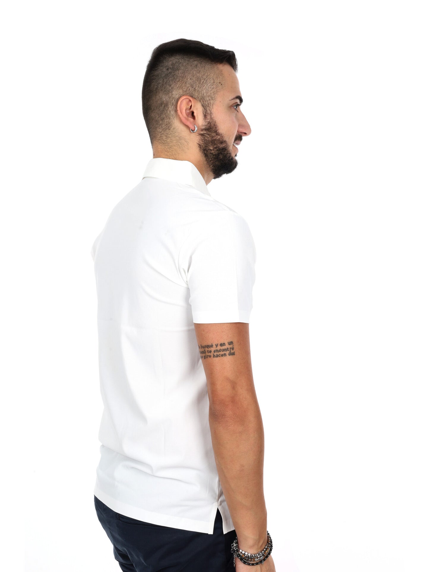 Polo da uomo Gianni Lupo bianca athleisure in tessuto stretch