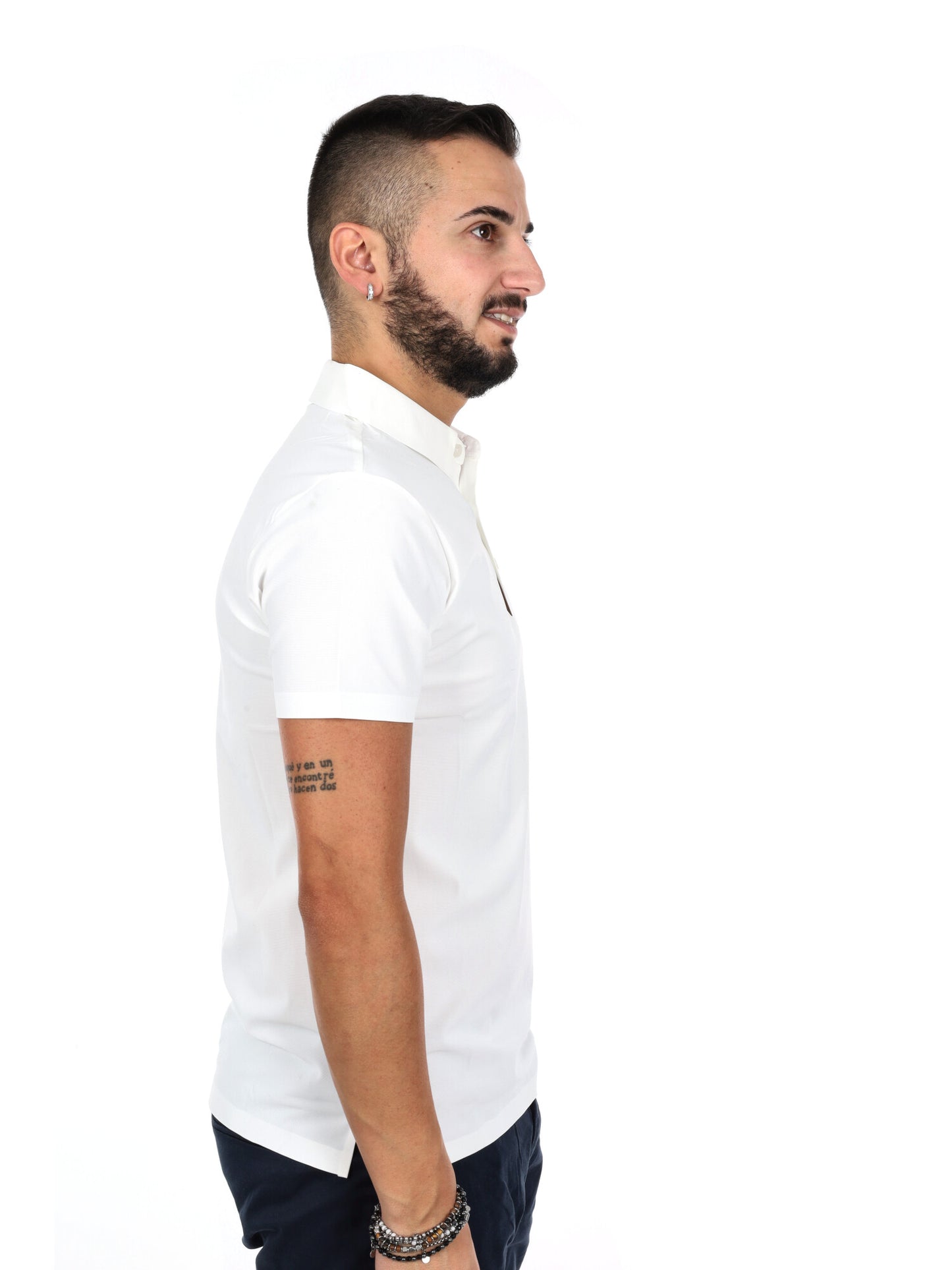 Polo da uomo Gianni Lupo bianca athleisure in tessuto stretch