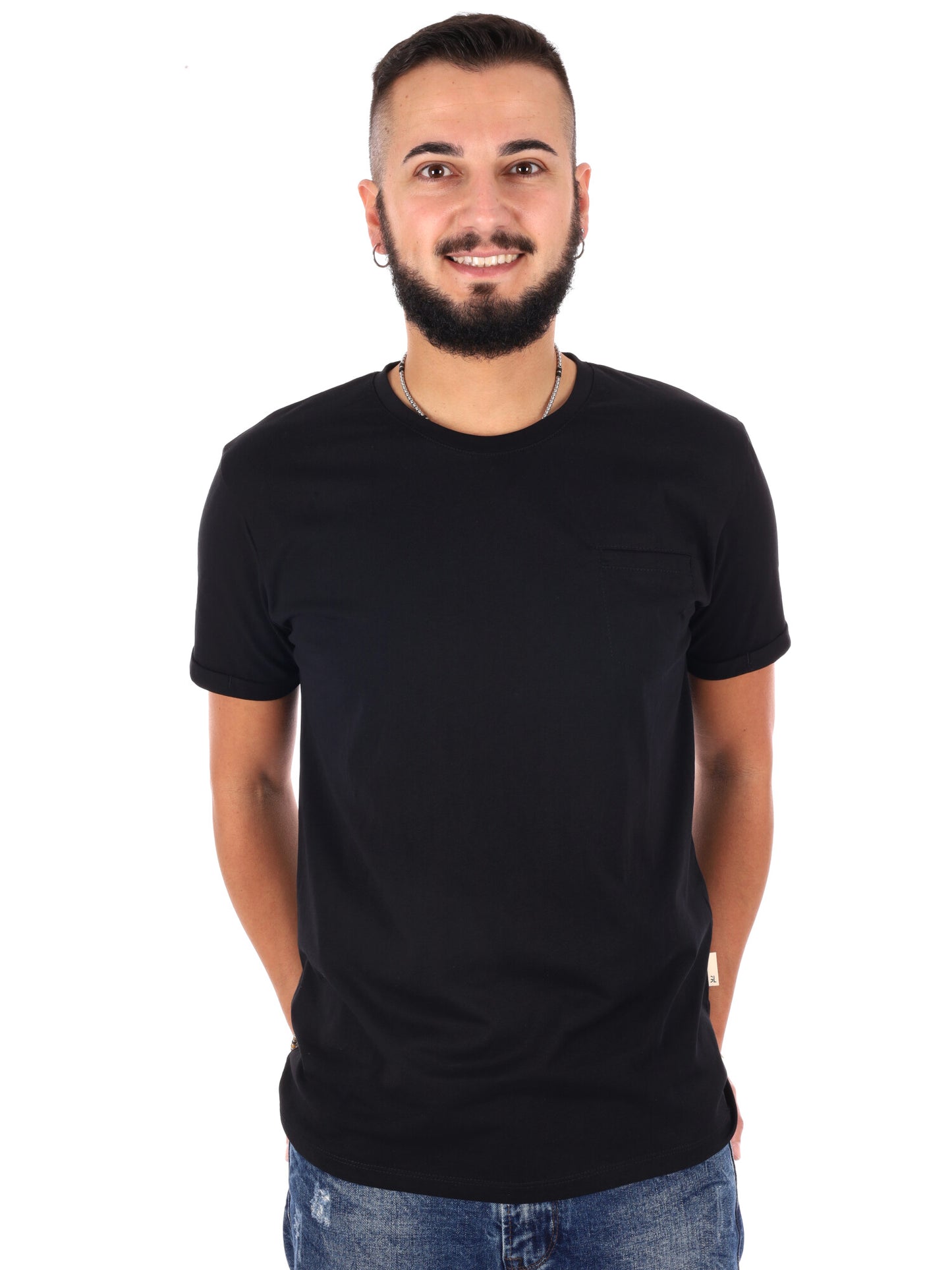T-shirt con taschino Gianni Lupo da uomo in nero