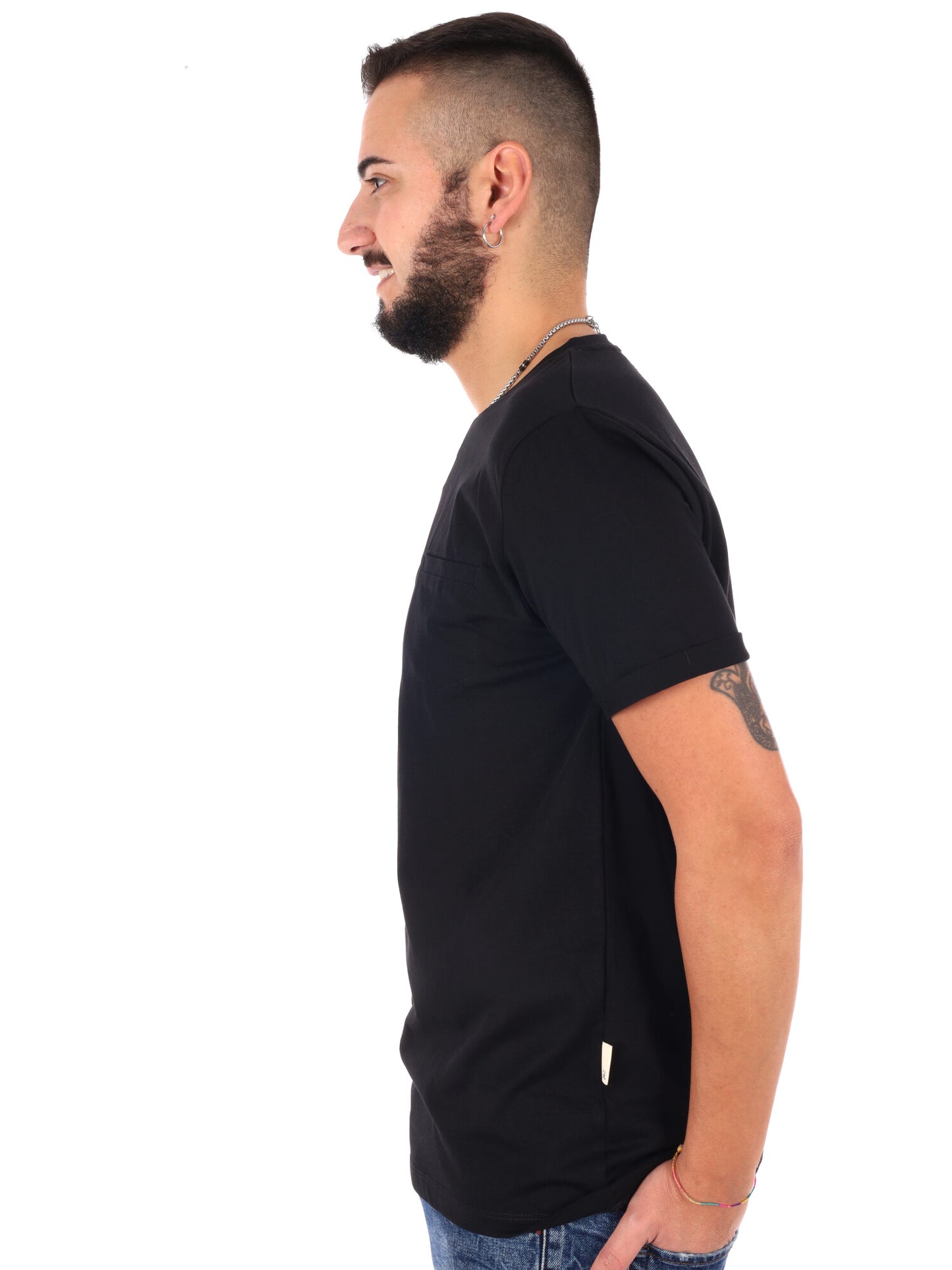 T-shirt con taschino Gianni Lupo da uomo in nero