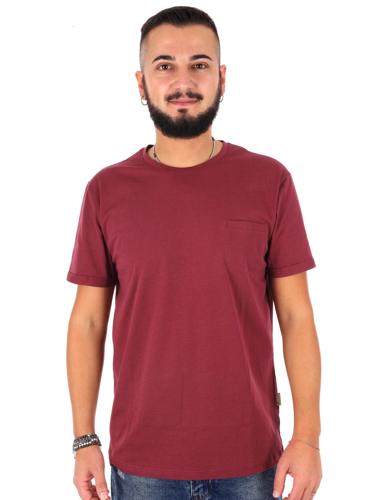 T-shirt maniche corte bordeaux da uomo Gianni Lupo casual