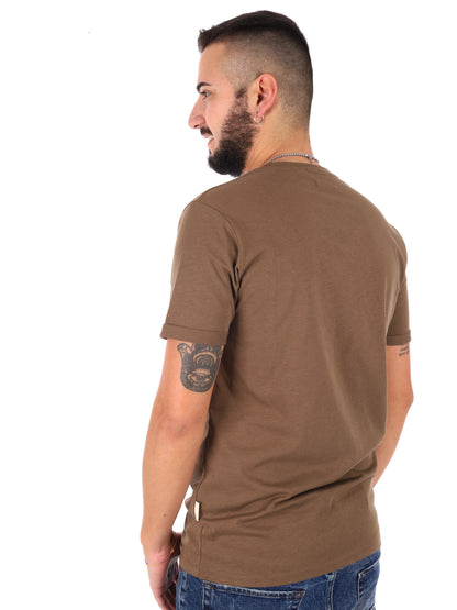Gianni Lupo T-shirt slim fit uomo kaki con taschino