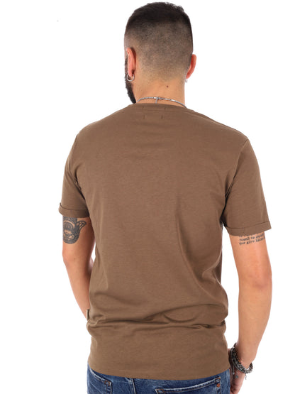 Gianni Lupo T-shirt slim fit uomo kaki con taschino