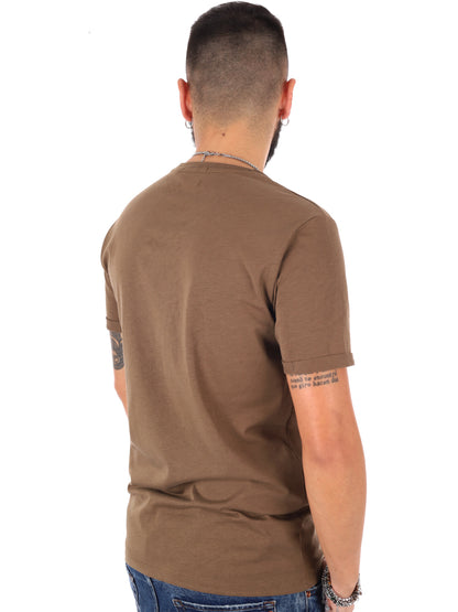 Gianni Lupo T-shirt slim fit uomo kaki con taschino