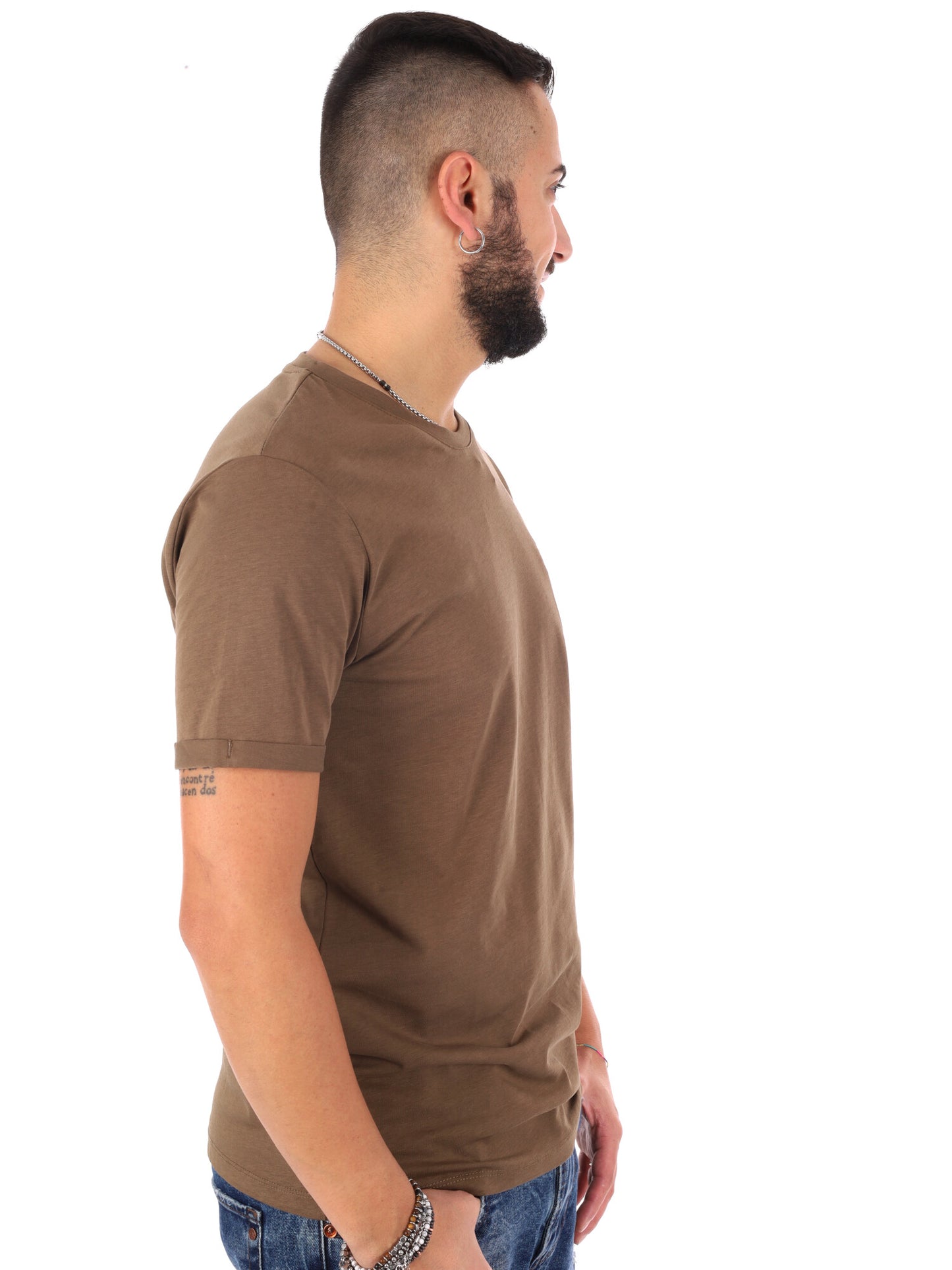 Gianni Lupo T-shirt slim fit uomo kaki con taschino