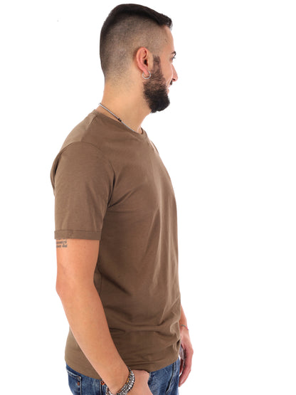 Gianni Lupo T-shirt slim fit uomo kaki con taschino