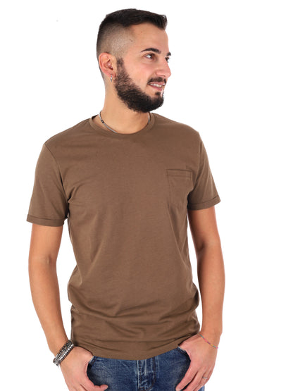 Gianni Lupo T-shirt slim fit uomo kaki con taschino