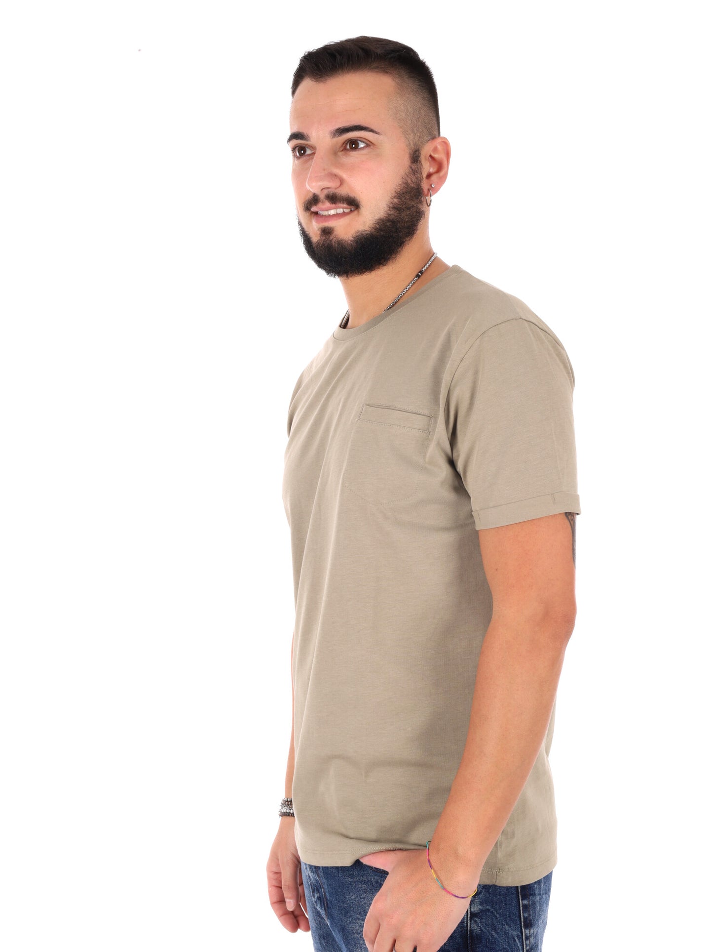 T-shirt uomo Gianni Lupo verde militare, stile casual