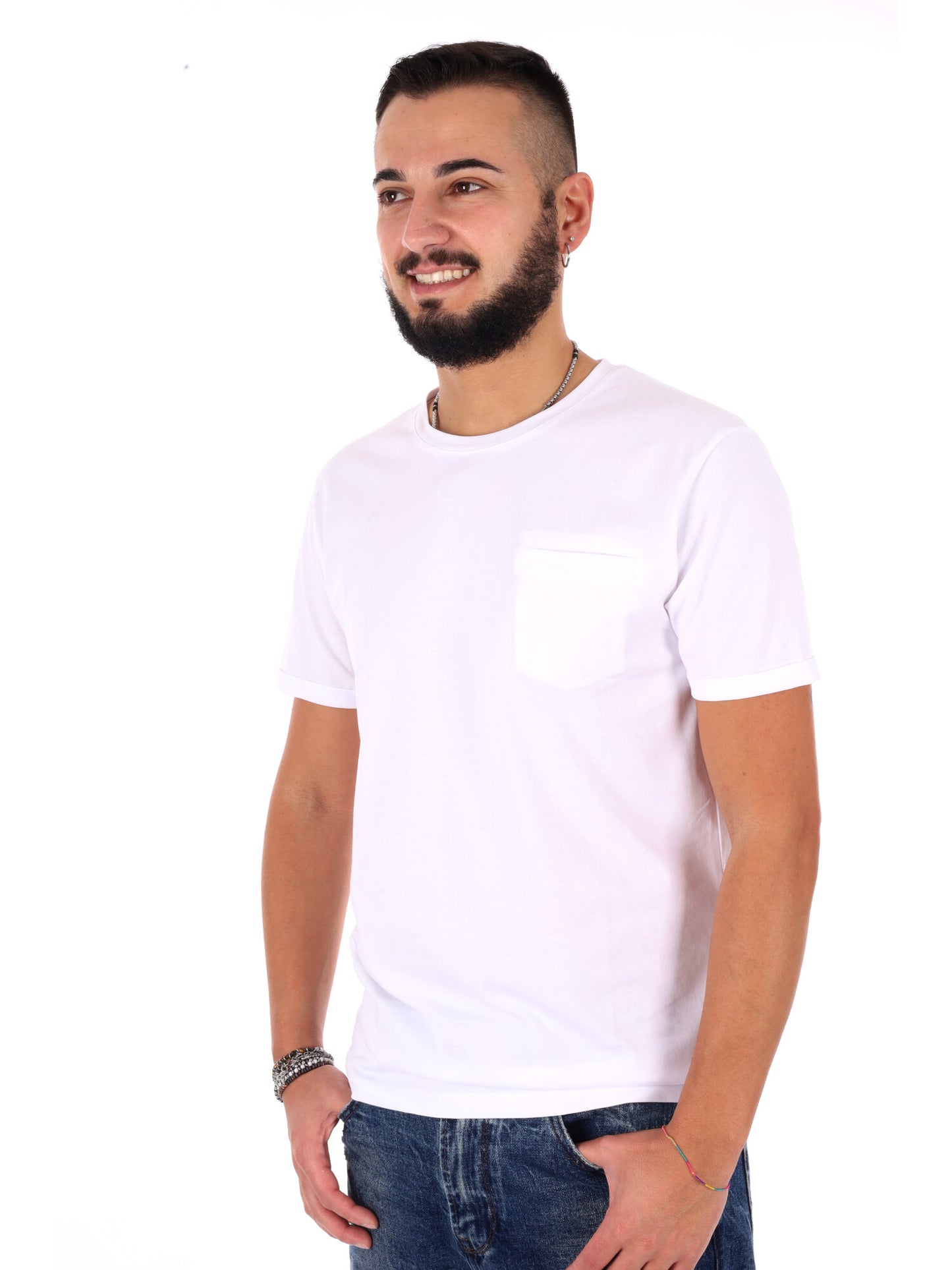 T-shirt maniche corte da uomo bianca con taschino Gianni Lupo
