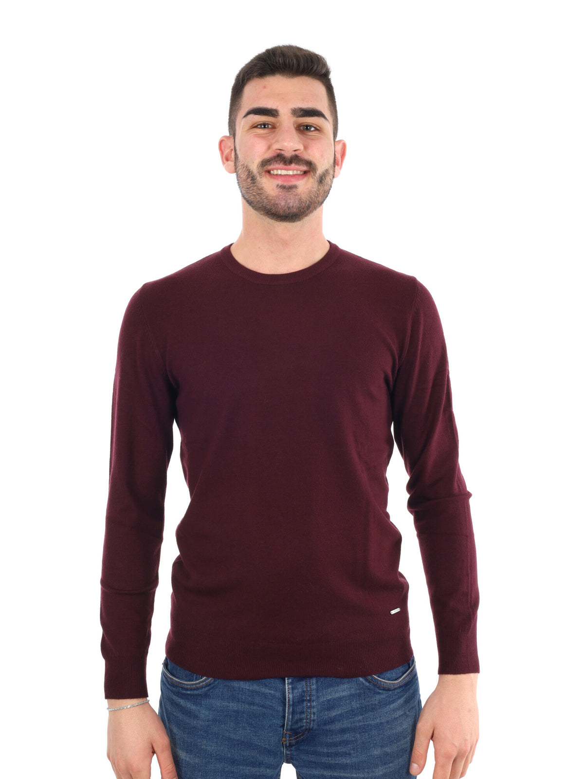 Gianni lupo girocoll maglia da uomo bordeaux