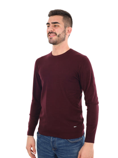 Gianni lupo girocoll maglia da uomo bordeaux