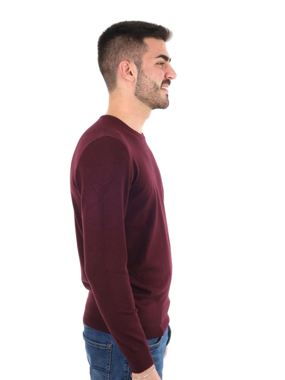 Gianni lupo girocoll maglia da uomo bordeaux