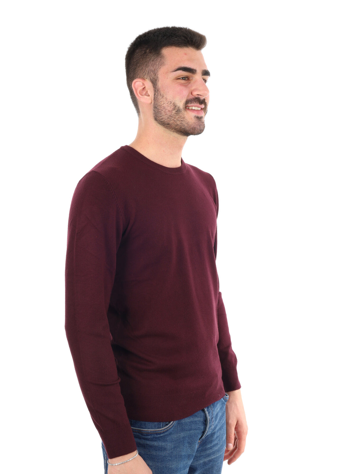 Gianni lupo girocoll maglia da uomo bordeaux